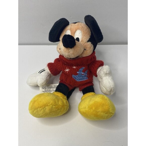 Disney Mickey Mouse Red Sweater Mini Bean Bag Plush 7” Stuffed To - Picture 1 of 4